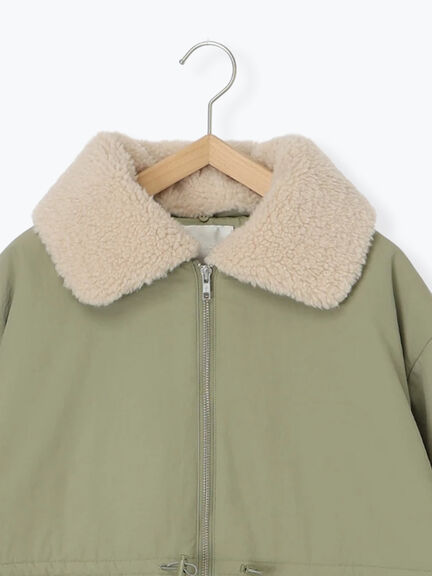 襟ボア中綿ジャケット（ブラック/カーキ/キナリ）｜ehka sopo（エヘカソポ）通販