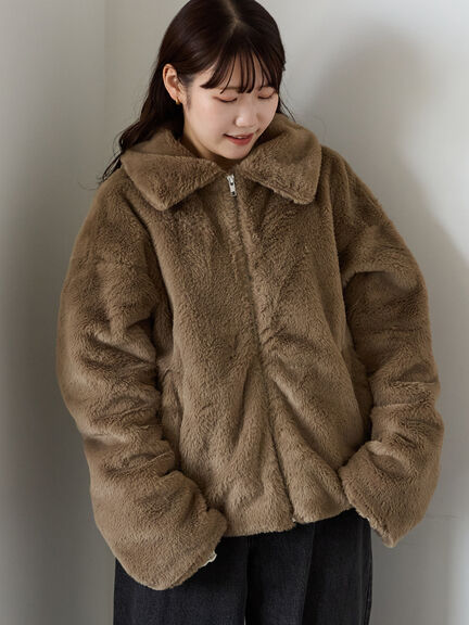 ehka sopo sm2 サマンサモスモス 可愛いジップアウター セール フリルジップブルゾン（オフホワイト⁄グレー