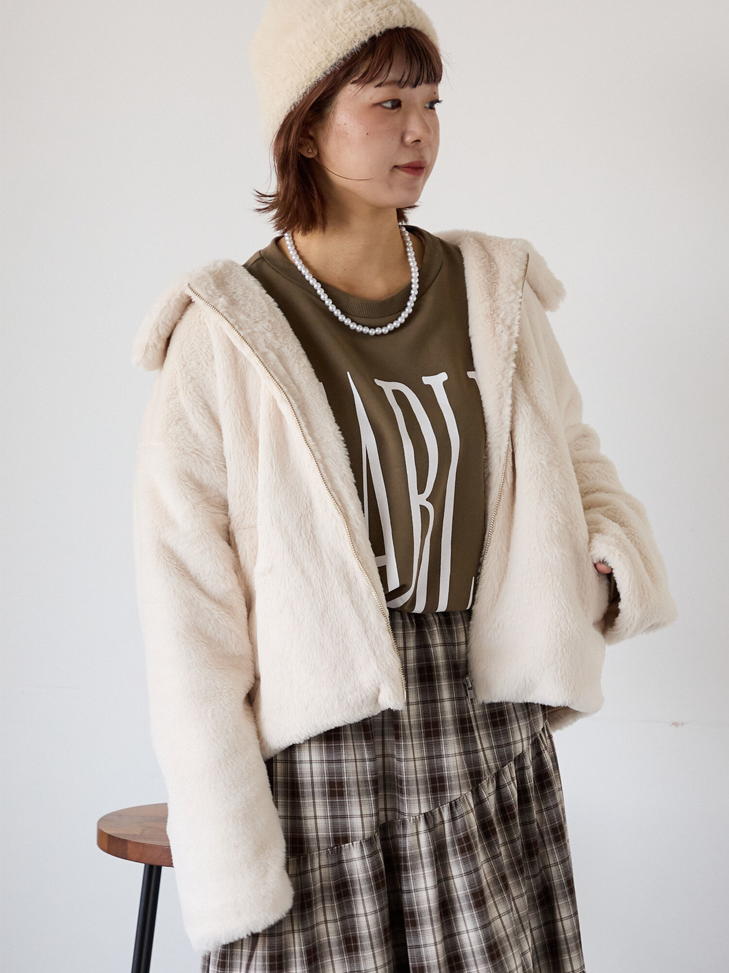 セール】 ジップファーブルゾン（グレー/モカ/キナリ/アウター