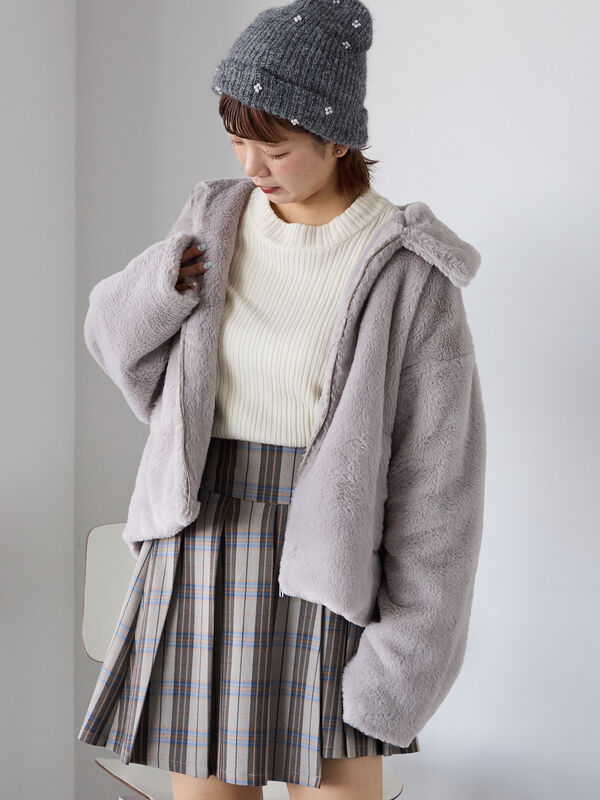 セール】 ジップファーブルゾン（グレー/モカ/キナリ/アウター