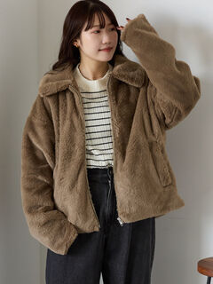 セール】 ジップファーブルゾン（グレー/モカ/キナリ/アウター