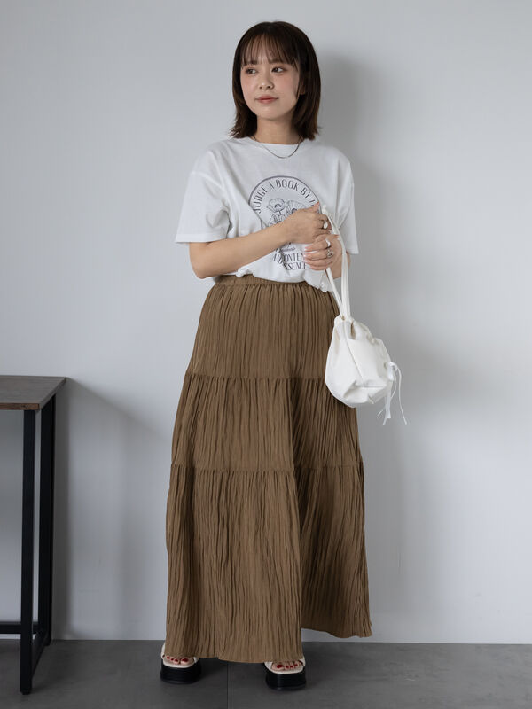 セール】 ティアードスカート（ブラック/ブラウン/キナリ/ボトムス