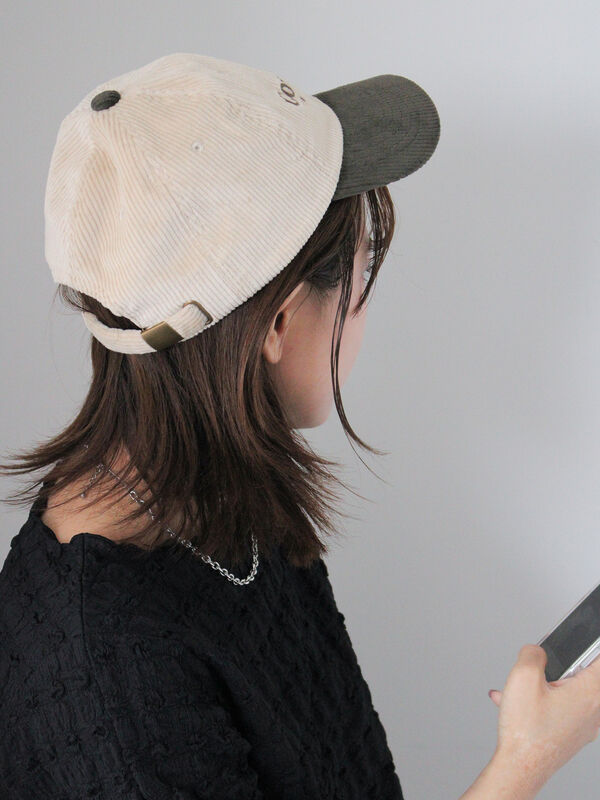 セール】 ウォッシュ加工コーデュロイキャップ（グレー/ブラック