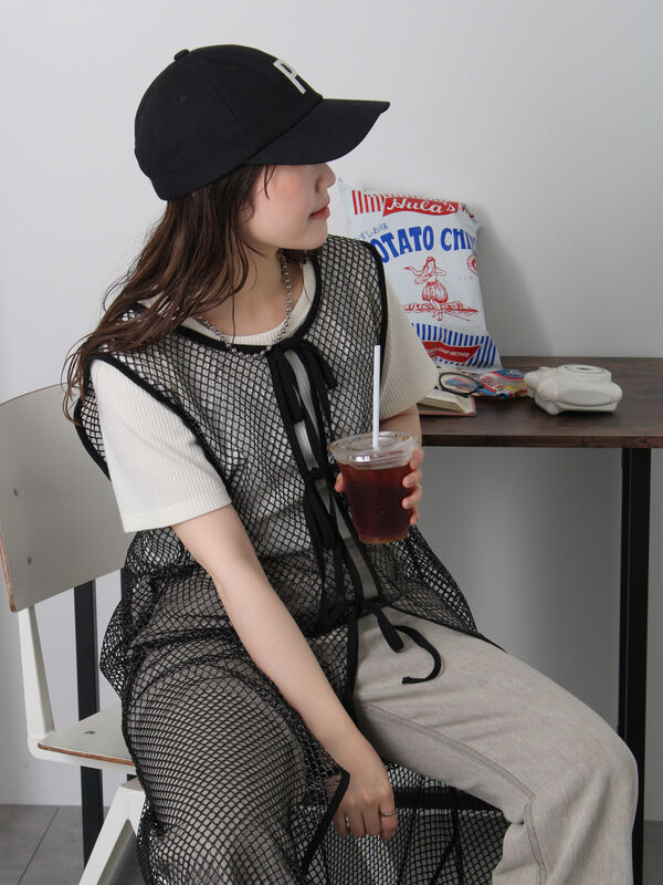 セール】 前後2WAYメッシュノースリーブワンピース（ブラック/モカ