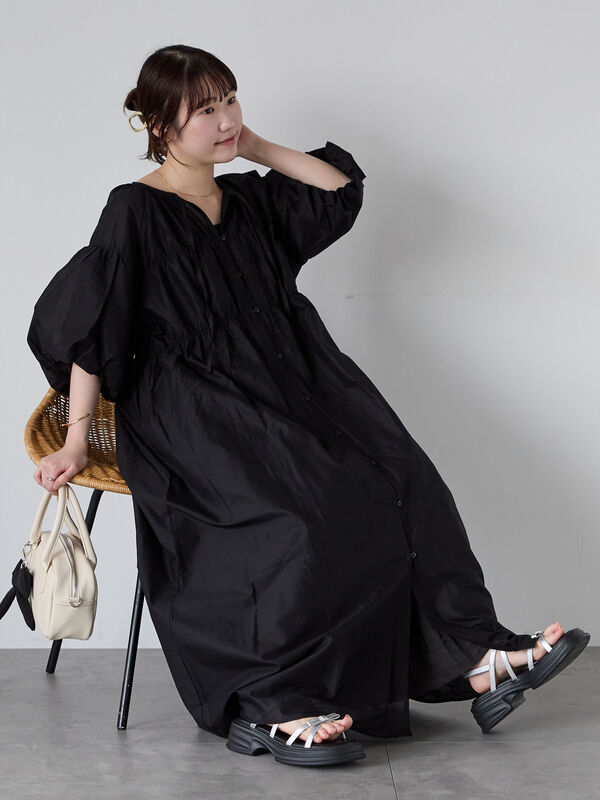 epaバルーンスリーブワンピース　ホワイト バルーンスリーブワンピース(ホワイト)T1-361WH-M | OTONA DRESS