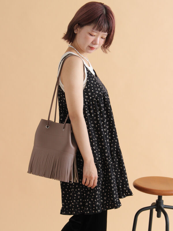 セール】 前後2WAY花柄ミニキャミワンピース（オフホワイト/ブラック