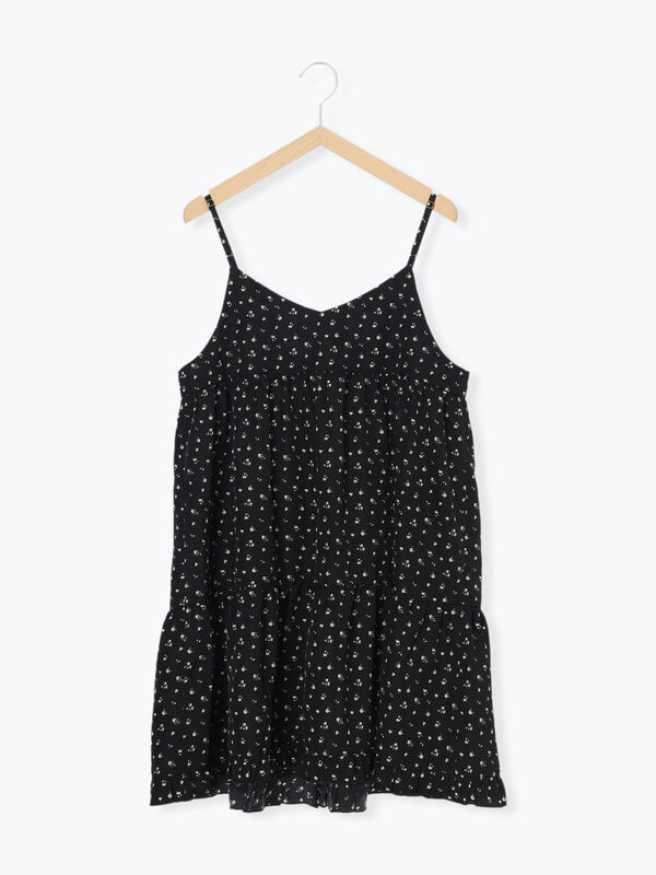 セール】 前後2WAY花柄ミニキャミワンピース（オフホワイト/ブラック