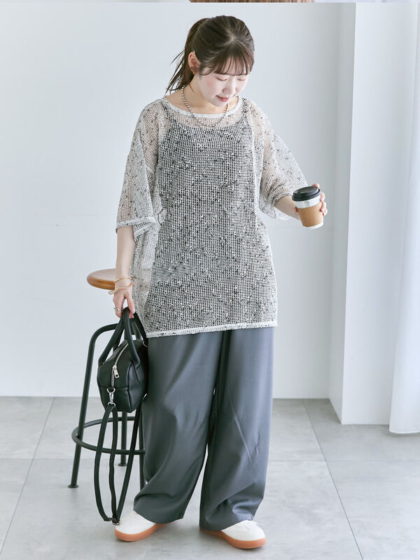 トップス ARAKI25ss セール】 メッシュプルオーバー（オフホワイト/ブラック/ピンク