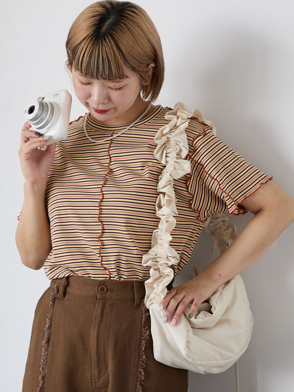 配色メローボーダーTシャツ（イエロー）｜ehka sopo（エヘカソポ）通販