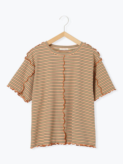 配色メローボーダーTシャツ（ピンク/モカ/イエロー/ミント）｜ehka sopo（エヘカソポ）通販