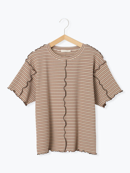 配色メローボーダーTシャツ（ピンク/モカ/イエロー/ミント）｜ehka sopo（エヘカソポ）通販