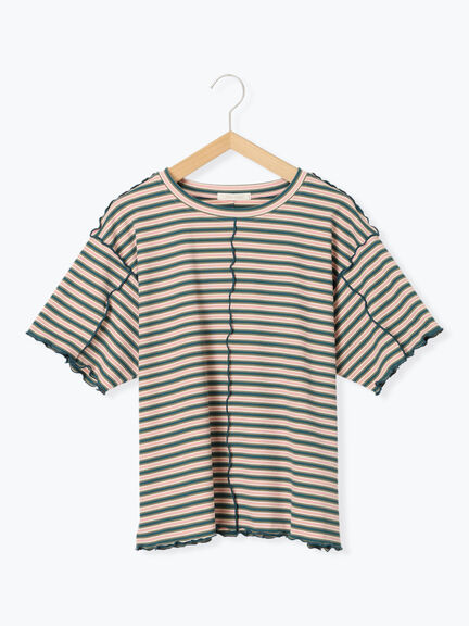 配色メローボーダーTシャツ（ピンク/モカ/イエロー/ミント）｜ehka sopo（エヘカソポ）通販