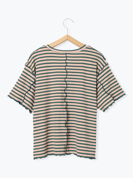 配色メローボーダーTシャツ（ピンク/モカ/イエロー/ミント）｜ehka sopo（エヘカソポ）通販