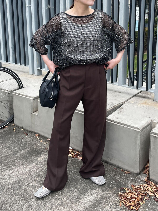 セール】 フレアスラックス（グレー/ベージュ/ブラウン/ボトムス