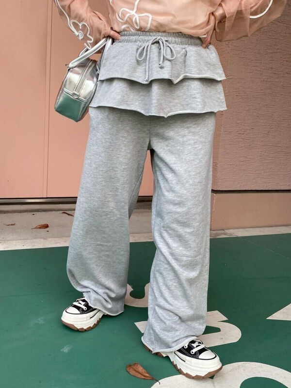 フリル付きスウェットパンツ（グレー）｜ehka sopo（エヘカソポ）通販