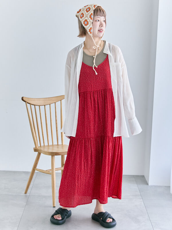 セール】 ◎ドットキャミワンピース（オフホワイト/ブラック/レッド