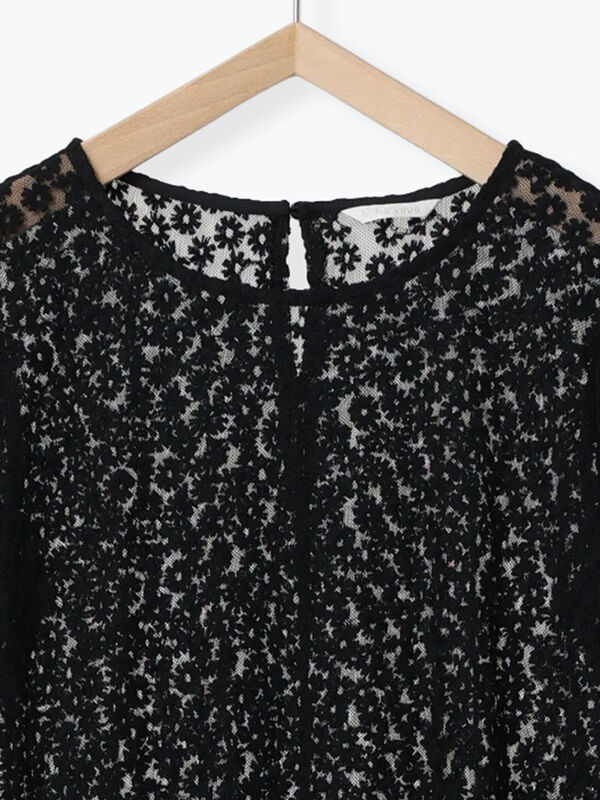 セール】 ◎レース切り替えワンピース（オフホワイト/ブラック/キナリ