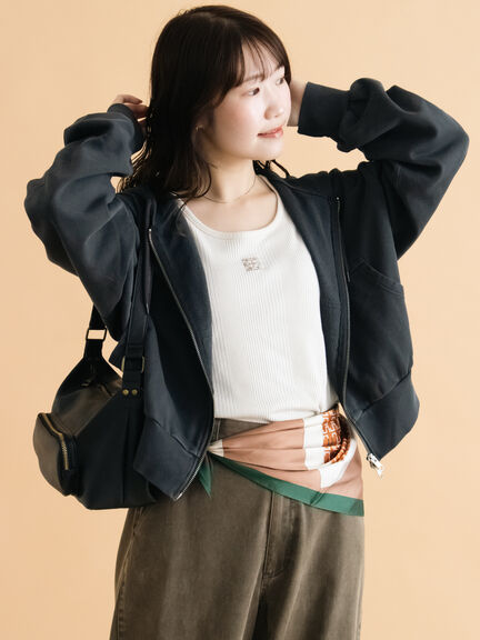 ワンポイント刺繍タンクトップ（グレー/ブラック/ブラウン/キナリ）｜ehka sopo（エヘカソポ）通販