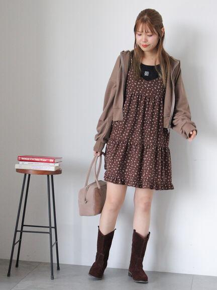 ワンポイント刺繍タンクトップ（グレー/ブラック/ブラウン/キナリ）｜ehka sopo（エヘカソポ）通販