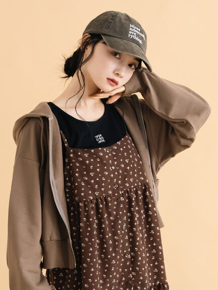 ワンポイント刺繍タンクトップ（グレー/ブラック/ブラウン/キナリ）｜ehka sopo（エヘカソポ）通販