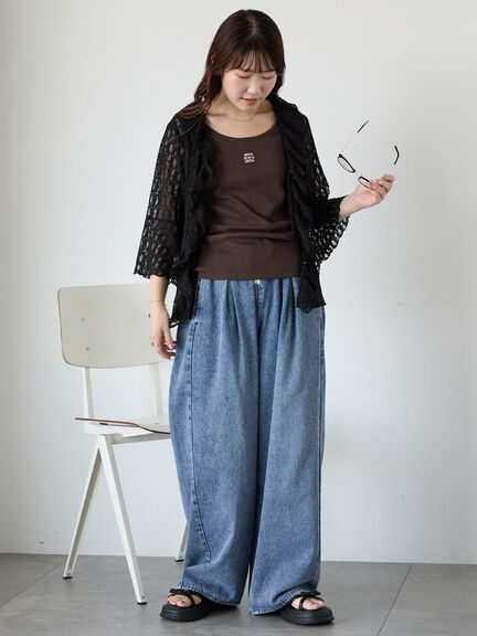 ワンポイント刺繍タンクトップ（グレー/ブラック/ブラウン/キナリ）｜ehka sopo（エヘカソポ）通販