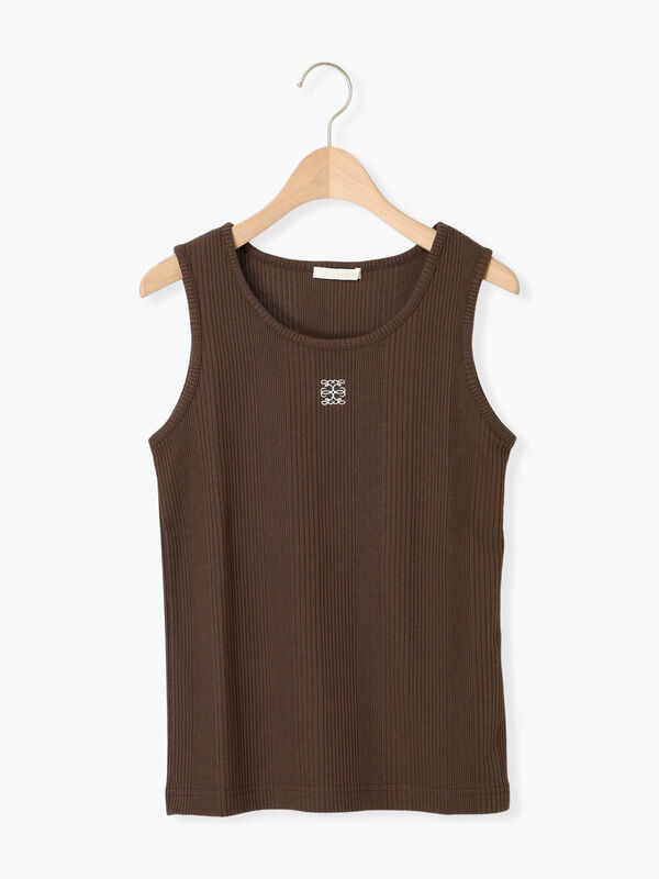 セール】 ワンポイント刺繍タンクトップ（グレー/ブラック/ブラウン