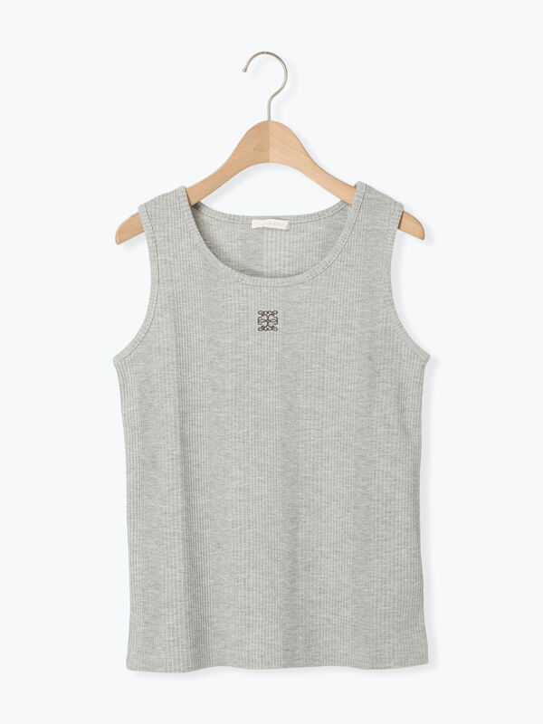 セール】 ワンポイント刺繍タンクトップ（グレー/ブラック/ブラウン
