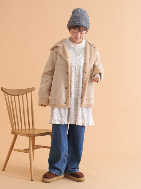 美品 H&amp;M エコ ムートン コート ベージュ size40 H&M - 美品 H&M エコ ムートン コート ベージュ size40の通販 by