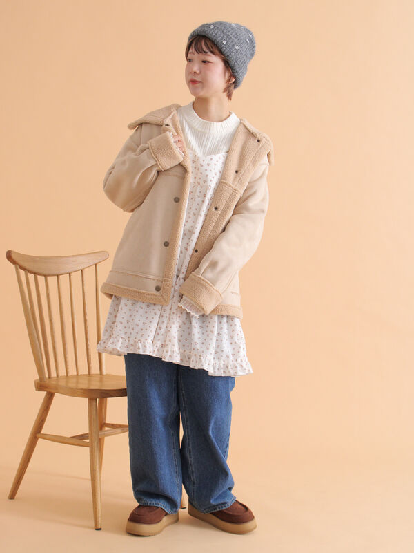 エコムートンジャケット（ベージュ/モカ/ブラウン/アウター/コート