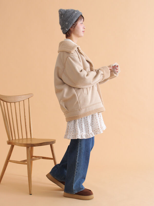 期間限定】 エコムートンジャケット（ベージュ/モカ/ブラウン/アウター