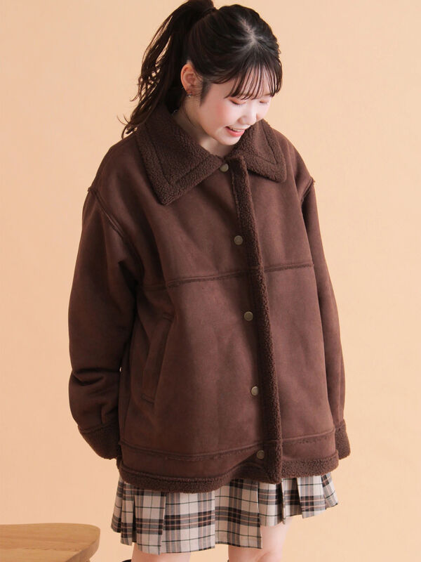 エコムートンジャケット（ベージュ/モカ/ブラウン/アウター/コート