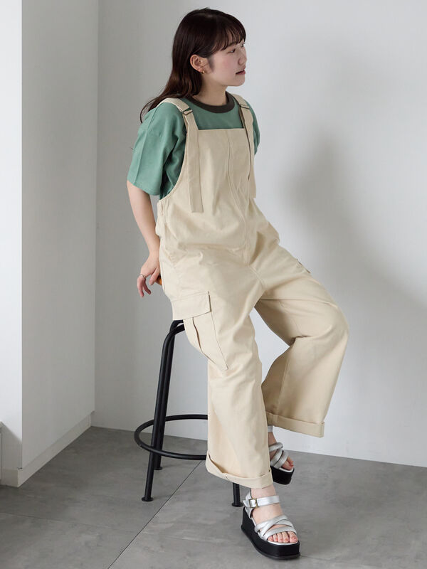 セール】 カーゴサロペット（ブラック/ライトベージュ/カーキ