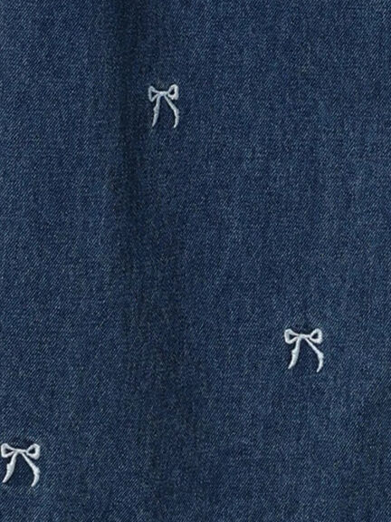 ◎リボン刺繍ストレートデニムパンツ（サックスブルー/ブルー/ネイビー）｜ehka sopo（エヘカソポ）通販