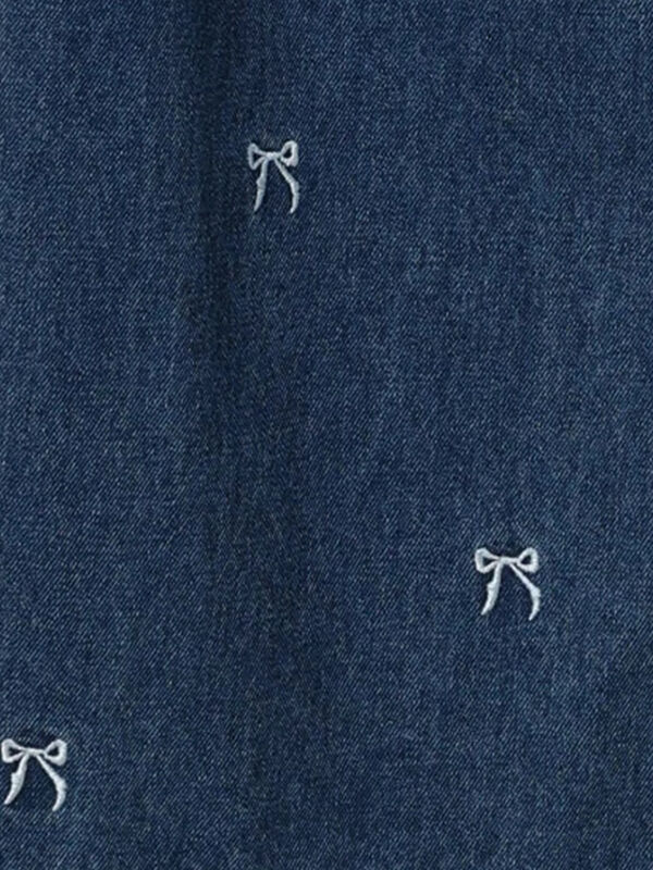 セール】 ◎リボン刺繍ストレートデニムパンツ（サックスブルー/ブルー