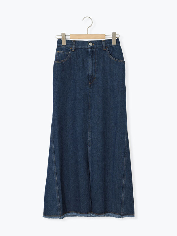 セール】 フロントスリットデニムスカート（ブルー/ネイビー/キナリ