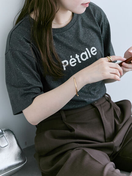 グリッターロゴTシャツ（オフホワイト/チャコールグレー/ベージュ）｜ehka sopo（エヘカソポ）通販