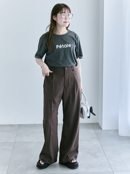 グリッターロゴTシャツ（オフホワイト/チャコールグレー/ベージュ）｜ehka sopo（エヘカソポ）通販