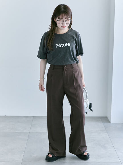 グリッターロゴTシャツ（オフホワイト/チャコールグレー/ベージュ）｜ehka sopo（エヘカソポ）通販
