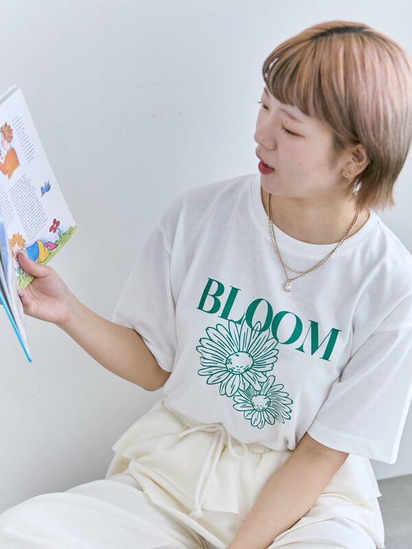 花モチーフTシャツ（オフホワイト）｜ehka sopo（エヘカソポ）通販