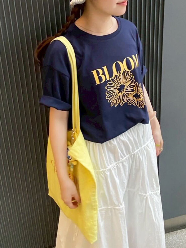 花モチーフTシャツ（ネイビー）｜ehka sopo（エヘカソポ）通販