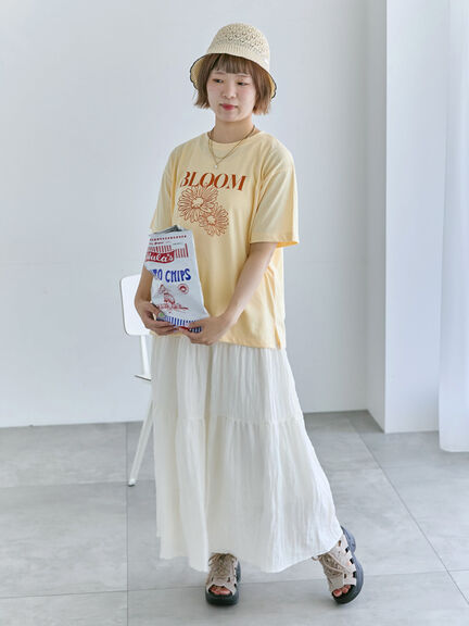 花モチーフTシャツ（オフホワイト/イエロー/ネイビー）｜ehka sopo（エヘカソポ）通販