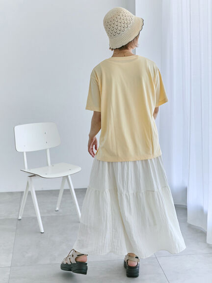 花モチーフTシャツ（オフホワイト/イエロー/ネイビー）｜ehka sopo（エヘカソポ）通販