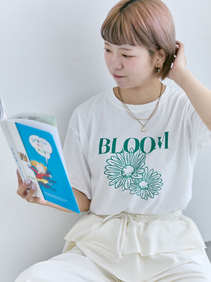 花モチーフTシャツ（オフホワイト/イエロー/ネイビー）｜ehka sopo（エヘカソポ）通販