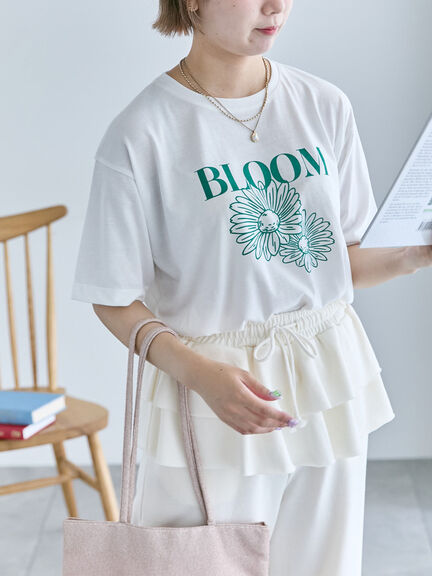 花モチーフTシャツ（オフホワイト/イエロー/ネイビー）｜ehka sopo（エヘカソポ）通販