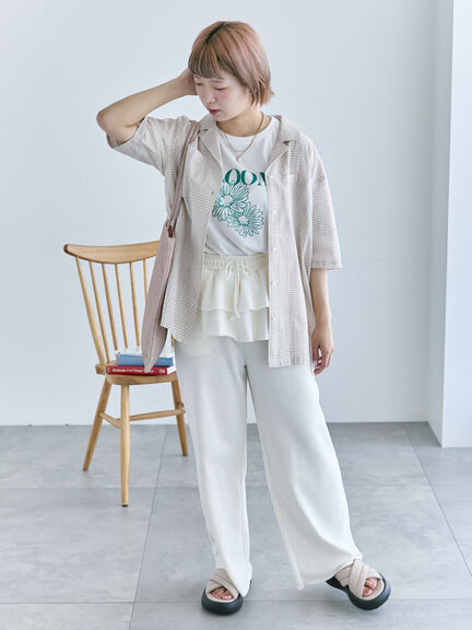 花モチーフTシャツ（オフホワイト/イエロー/ネイビー）｜ehka sopo（エヘカソポ）通販