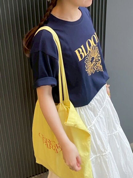 花モチーフTシャツ（オフホワイト/イエロー/ネイビー）｜ehka sopo（エヘカソポ）通販
