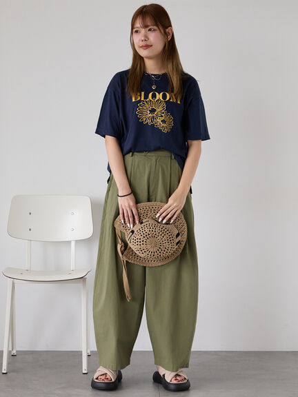 花モチーフTシャツ（オフホワイト/イエロー/ネイビー）｜ehka sopo（エヘカソポ）通販
