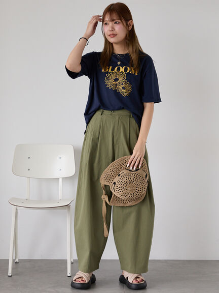 花モチーフTシャツ（オフホワイト/イエロー/ネイビー）｜ehka sopo（エヘカソポ）通販