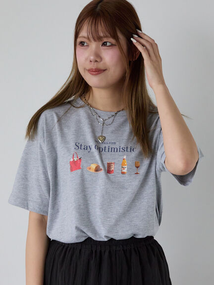 フードプリントTシャツ（オフホワイト/グレー/ピンク）｜ehka sopo（エヘカソポ）通販
