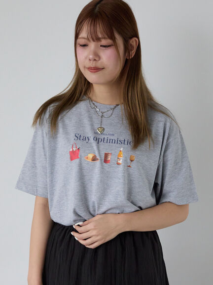 フードプリントTシャツ（オフホワイト/グレー/ピンク）｜ehka sopo（エヘカソポ）通販
